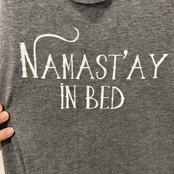 ‘Namast’ay in Bed’ grey tank - Picture 2 of 3